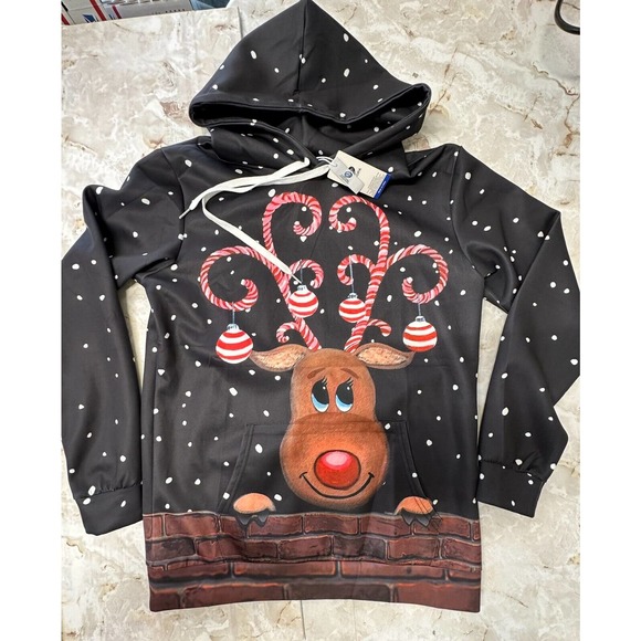 COCOPA Unisex Christmas Hoodie Printed Kangroo Pocket Pullover Size XL - Picture 2 of 9